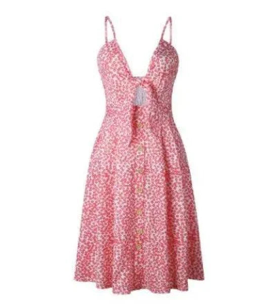 Women Summer Dresses - Backless Sleeveless Stylish for Parties - Pink / L