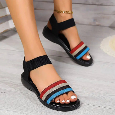Fashion Sandals - Stylish Color-block Summer Shoes for Women - Rainbow / Size36