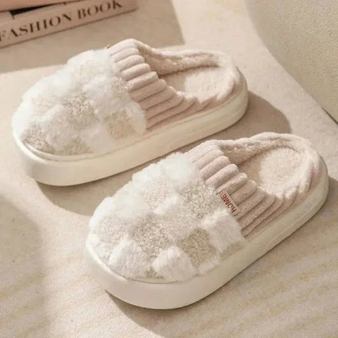 Plaid Slippers – Stylish and Cozy Home Slippers for Women - White-38-39