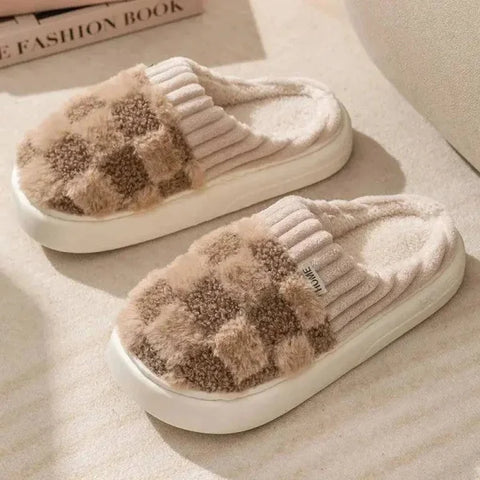 Plaid Slippers – Stylish and Cozy Home Slippers for Women - Coffee-42-43