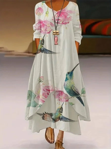 Women’s Dress – Long Sleeve Fashion Dress with Irregular Hem - 1style / L
