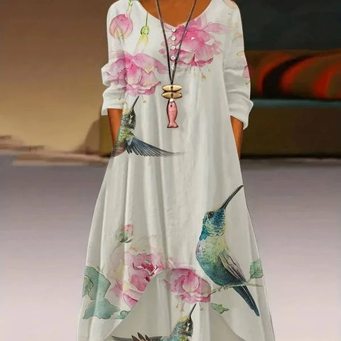 Women’s Dress – Long Sleeve Fashion Dress with Irregular Hem