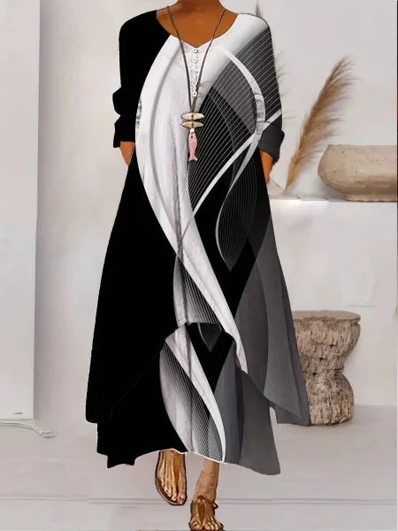 Women’s Dress – Long Sleeve Fashion Dress with Irregular Hem - 4style / L