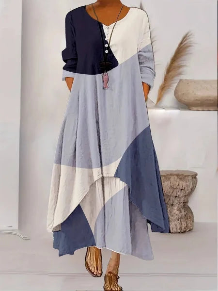 Women’s Dress – Long Sleeve Fashion Dress with Irregular Hem - 6style / L