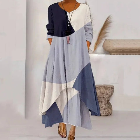 Women’s Dress – Long Sleeve Fashion Dress with Irregular Hem
