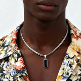 Geometric Stone Pendant Necklaces Stainless Steel Hip Hop Jewelry