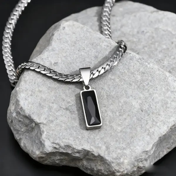 Geometric Stone Pendant Necklaces Stainless Steel Hip Hop Jewelry