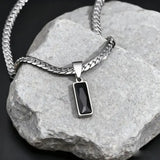 Geometric Stone Pendant Necklaces Stainless Steel Hip Hop Jewelry