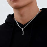 Geometric Stone Pendant Necklaces Stainless Steel Hip Hop Jewelry