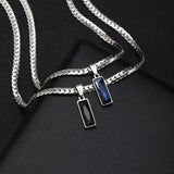 Geometric Stone Pendant Necklaces Stainless Steel Hip Hop Jewelry
