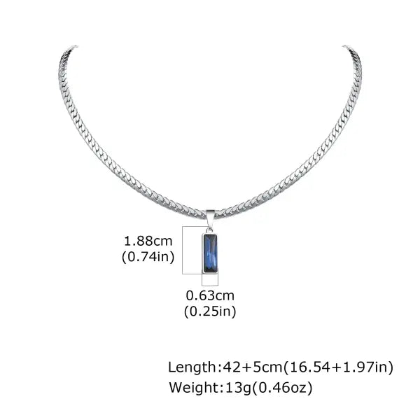 Geometric Stone Pendant Necklaces Stainless Steel Hip Hop Jewelry - NC-1773S01 / 42-47CM