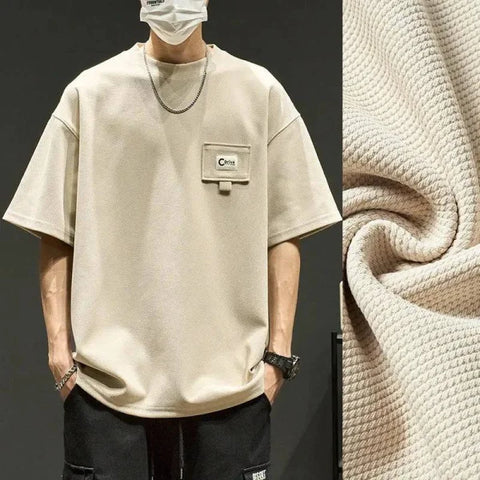 Waffle Shirt | Comfortable Men’s Short Sleeve Clothing - Apricot / L