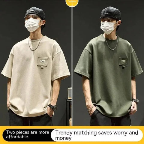 Waffle Shirt | Comfortable Men’s Short Sleeve Clothing - Apricot Green Two Pieces / L