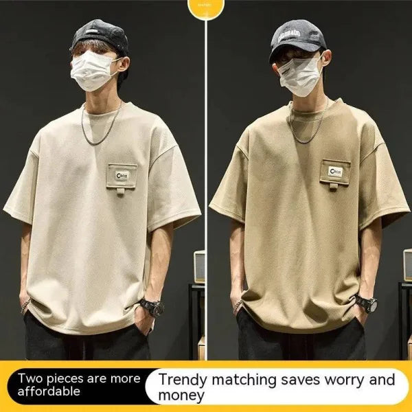 Waffle Shirt | Comfortable Men’s Short Sleeve Clothing - Apricot Khaki Two Pieces / L