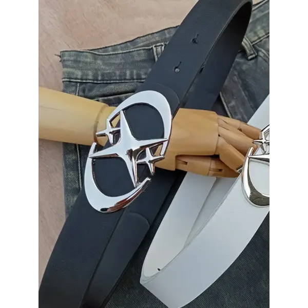 Stylish Oval Cross Metal Buckle Belt - Durable Simple and Universally Compatible - Unisex Gift Idea for Men and Women