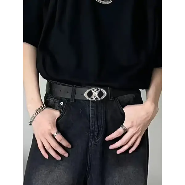 Stylish Oval Cross Metal Buckle Belt - Durable Simple and Universally Compatible - Unisex Gift Idea for Men and Women
