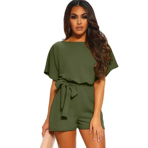 Women’s Jumpsuit - Stylish Short-Sleeved Summer Fashion - LC64515 Green / L