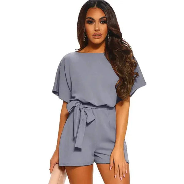 Women’s Jumpsuit - Stylish Short-Sleeved Summer Fashion - LC64515 Gray / L
