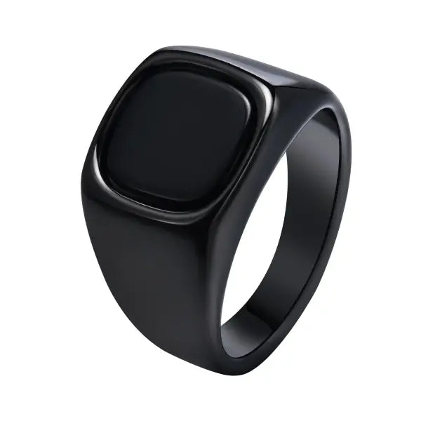 Square Natural Stone Ring Stainless Steel Birthday Gift - RC-620B / 11
