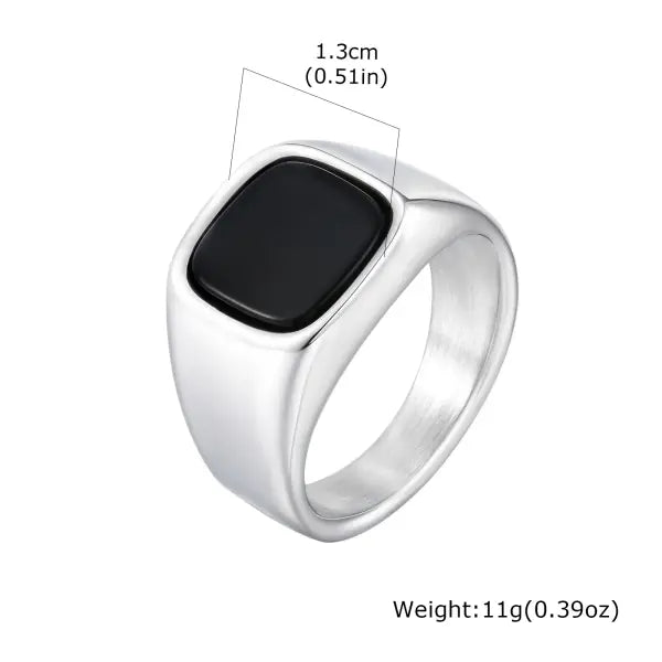 Square Natural Stone Ring Stainless Steel Birthday Gift - RC-620S / 7