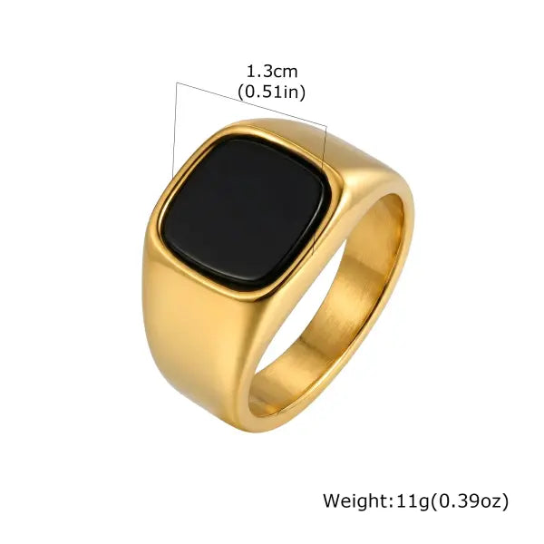 Square Natural Stone Ring Stainless Steel Birthday Gift - RC-620G / 7