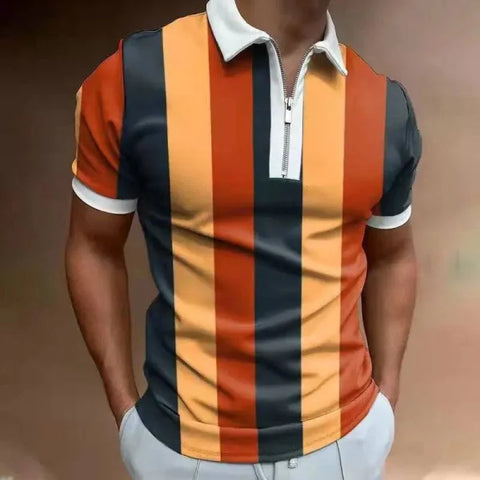 POLO Shirt Striped Printed Short Sleeve - PLS34 / 2XL