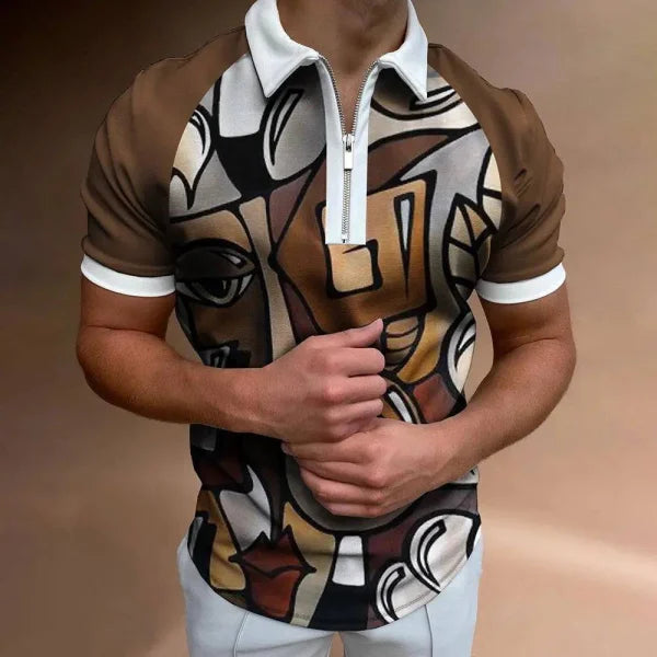POLO Shirt Striped Printed Short Sleeve - POLOS75 / 2XL