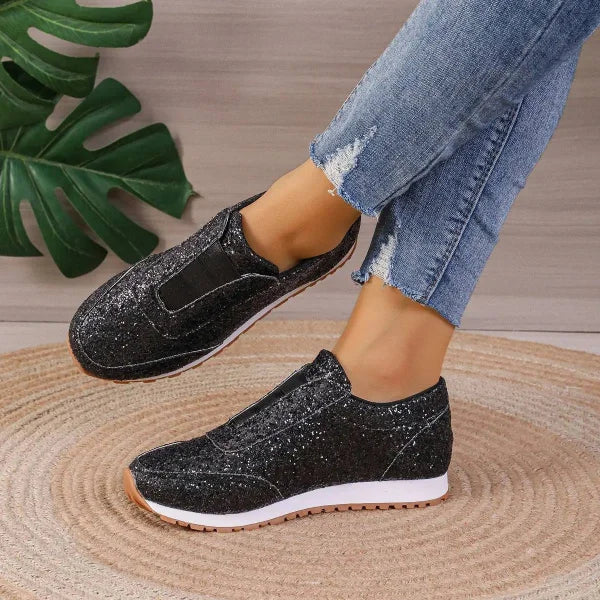 Stylish Touch Sequined Flats for Fashionable Slip-On Casual Wear - Himpall
