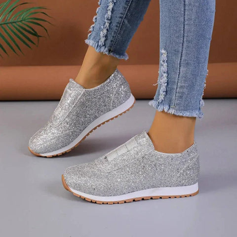 Stylish Touch Sequined Flats for Fashionable Slip-On Casual Wear - Himpall