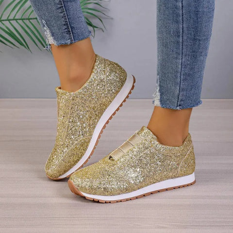 Stylish Touch Sequined Flats for Fashionable Slip-On Casual Wear - Himpall