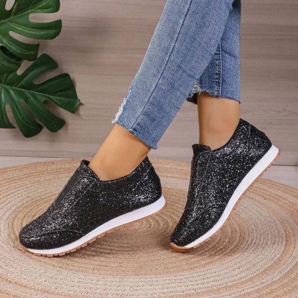 Stylish Touch Sequined Flats for Fashionable Slip-On Casual Wear - Himpall