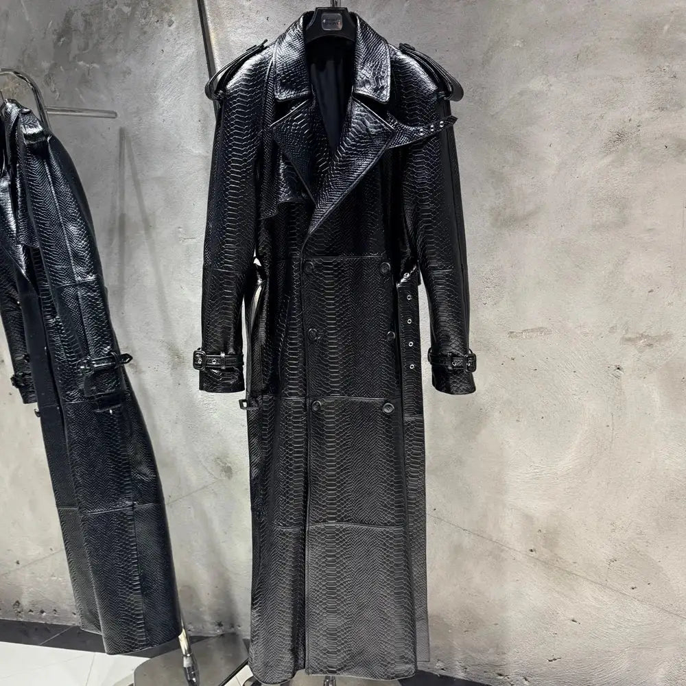 Suede Leather Coats Women Double Breasted Windbreak Natural Lambskin Coat Floor-length Leather Coat Lady Real Sheepskin