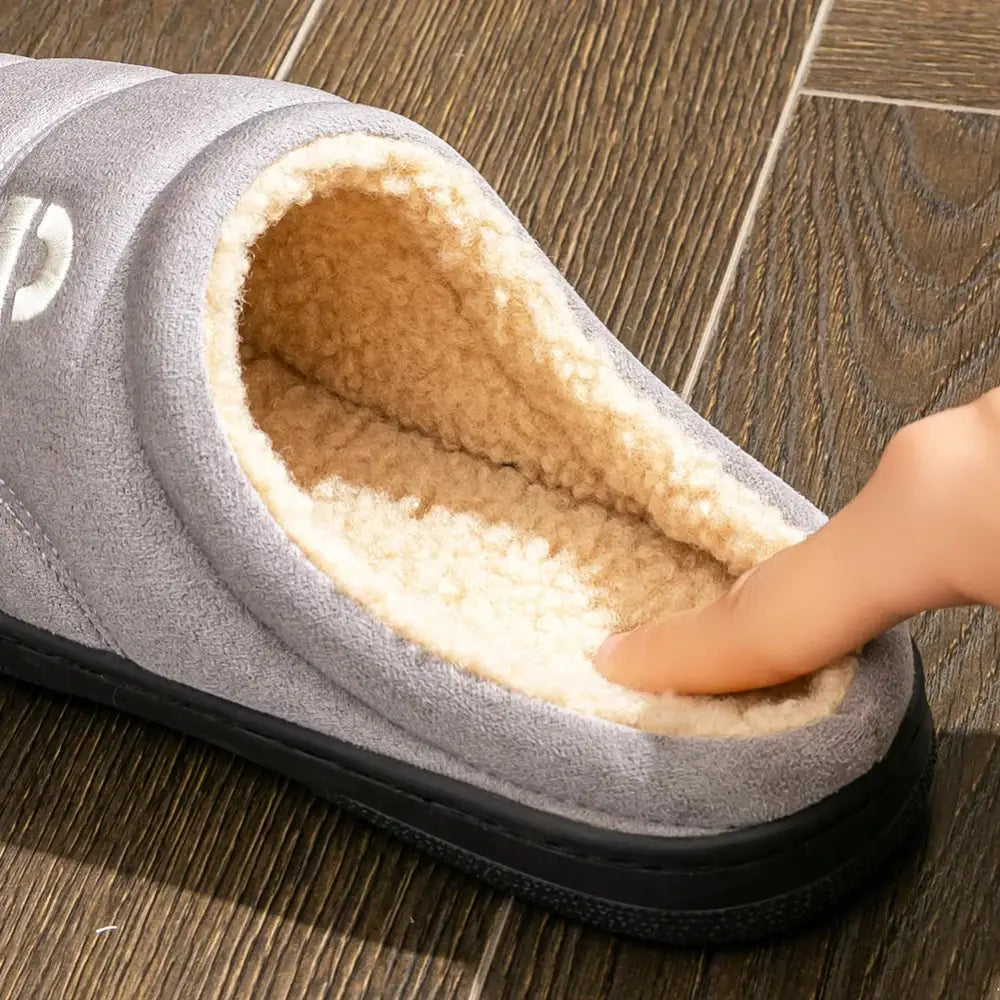 Suede Platform Slippers for men TPR Sole Memory Foam Warm Soft Cushion Non slip Stripe Design Comfortable Indoor House