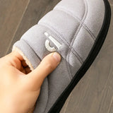 Suede Platform Slippers for men TPR Sole Memory Foam Warm Soft Cushion Non slip Stripe Design Comfortable Indoor House