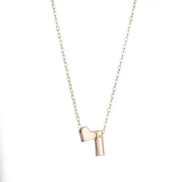 Initial necklace with dainty heart pendant