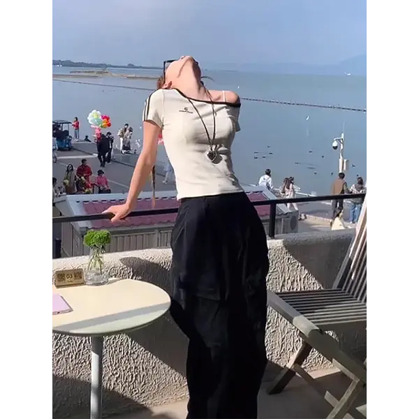 Summer 100% Cotton White Off shoulder Top Women Sport Casual Body Short sleeve T shirt Female Sexy Basic Tees Korean