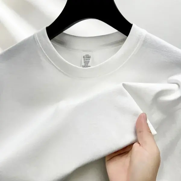 Summer 100% Cotton Off-Shoulder Top - Sexy White Short Sleeve Sporty Tee - Basic Casual Body-Hugging Korean Style