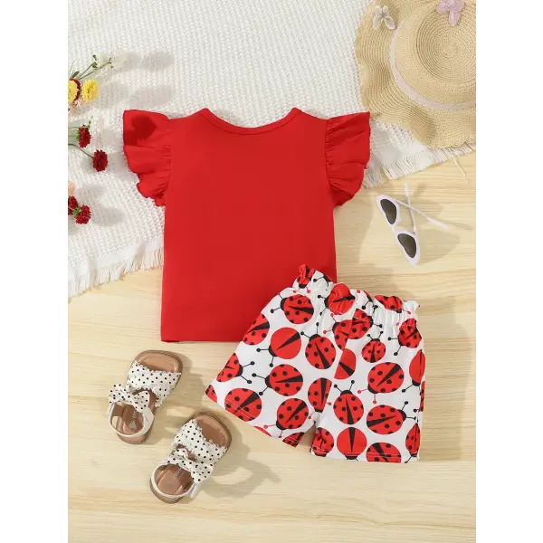 Baby Girl Ladybug Summer Outfit – 2-Piece Sleeveless T-Shirt & Shorts Set for Newborns & Infants
