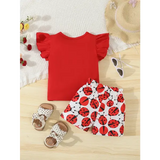 Baby Girl Ladybug Summer Outfit – 2-Piece Sleeveless T-Shirt & Shorts Set for Newborns & Infants