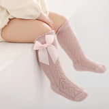 Baby Girl Knee-High Socks – Bow Mesh Cotton Long Socks for Toddlers 0–3Y Spanish Style Lace