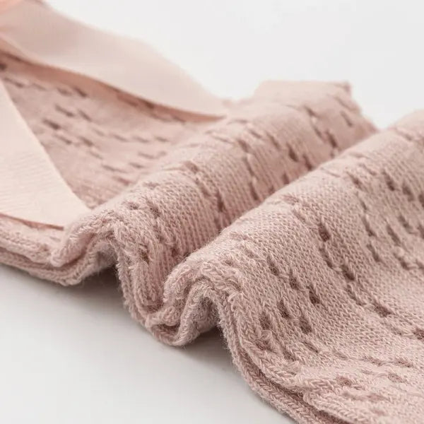 Baby Girl Knee-High Socks – Bow Mesh Cotton Long Socks for Toddlers 0–3Y Spanish Style Lace
