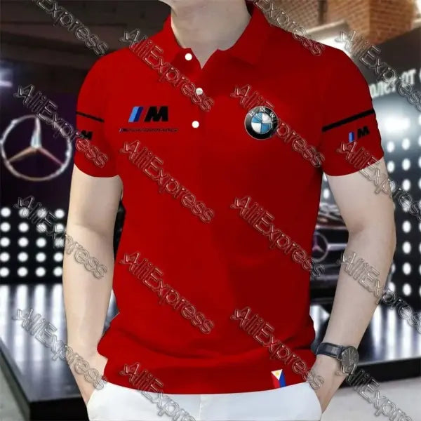 Summer BMW Men’s Loose Fashion Short Sleeve Quick Drying Polo Shirt Motorcycle Racing Motogp Cycling Suit Lapel T-Shirt