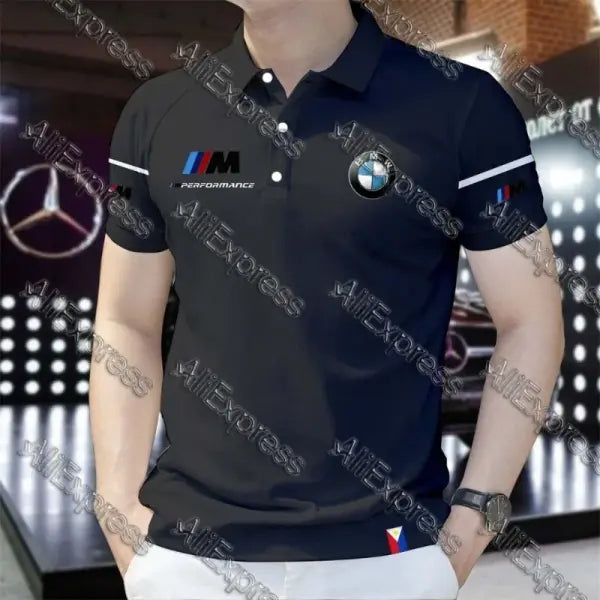 Summer BMW Men’s Loose Fashion Short Sleeve Quick Drying Polo Shirt Motorcycle Racing Motogp Cycling Suit Lapel T-Shirt