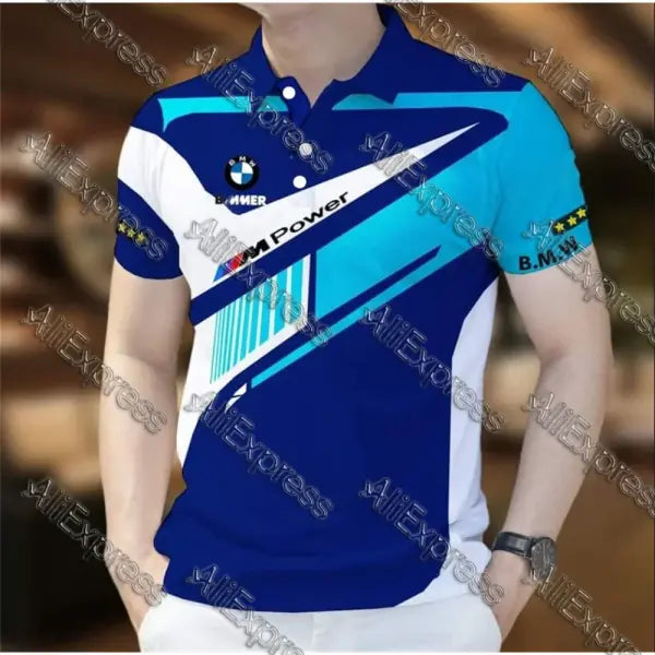 Summer BMW Men’s Loose Fashion Short Sleeve Quick Drying Polo Shirt Motorcycle Racing Motogp Cycling Suit Lapel T-Shirt