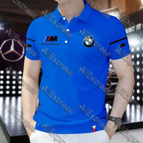 Summer BMW Men’s Loose Fashion Short Sleeve Quick Drying Polo Shirt Motorcycle Racing Motogp Cycling Suit Lapel T-Shirt