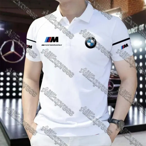 Summer BMW Men’s Loose Fashion Short Sleeve Quick Drying Polo Shirt Motorcycle Racing Motogp Cycling Suit Lapel T-Shirt