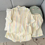Summer Cartoon Pajamas Short Length Set Breathable Cute Homewear