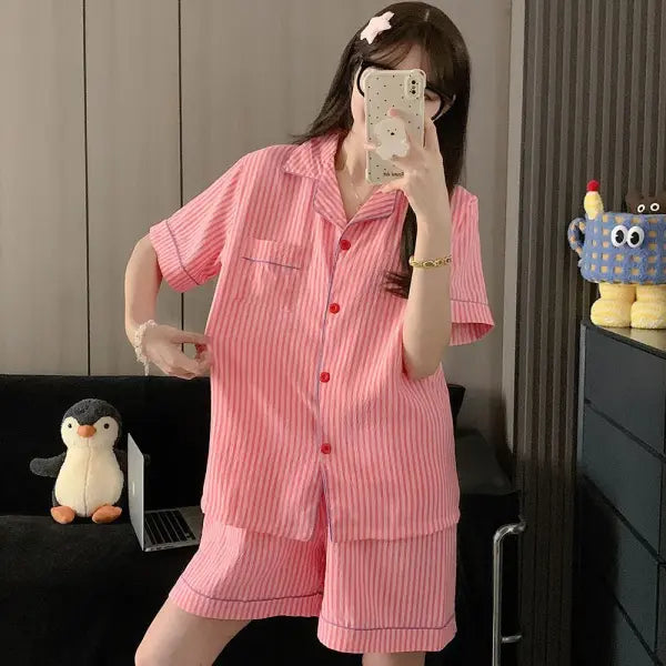 Summer Cartoon Pajamas Short Length Set Breathable Cute Homewear - SY09 / L