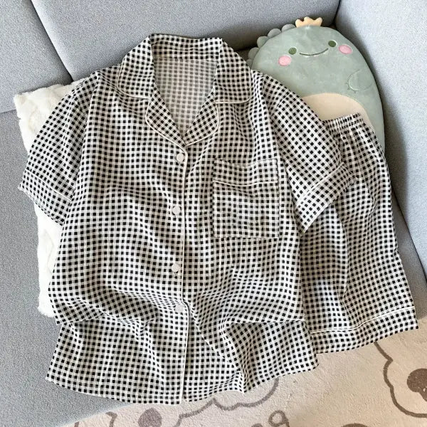 Summer Cartoon Pajamas Short Length Set Breathable Cute Homewear - SY15 / M