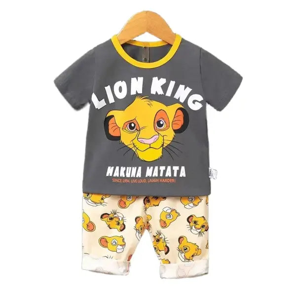 Kids Summer Cartoon Outfit – 2-Piece T-Shirt & Shorts Set for Boys & Girls Soft Cotton Casual Wear - DZ05 / 3T